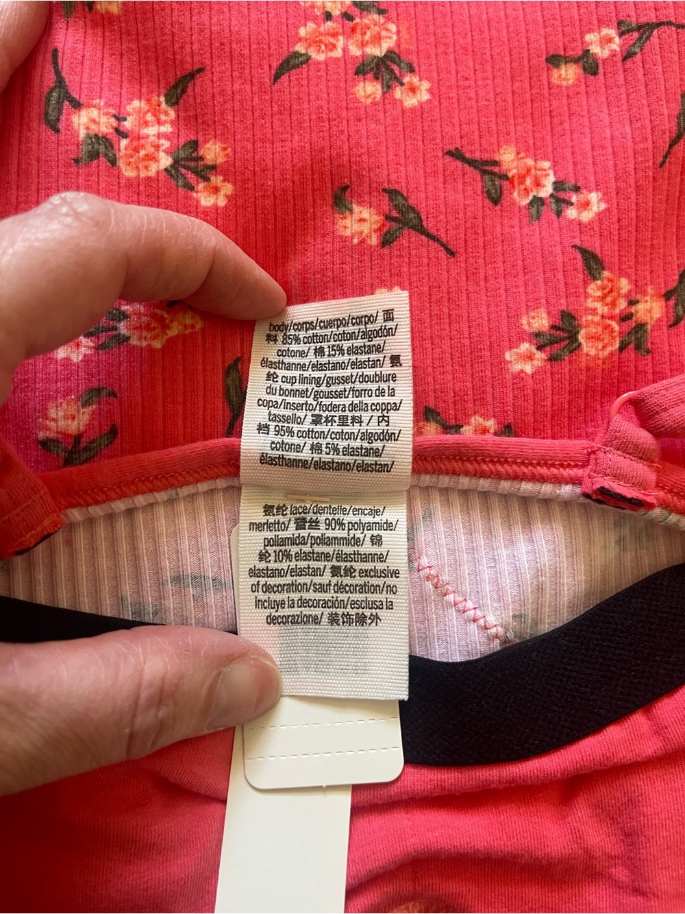 NWT Victoria's Secret PINK Floral Lace Trim Ribbed Bodysuit Cami Top XS Coral - Picture 14 of 15